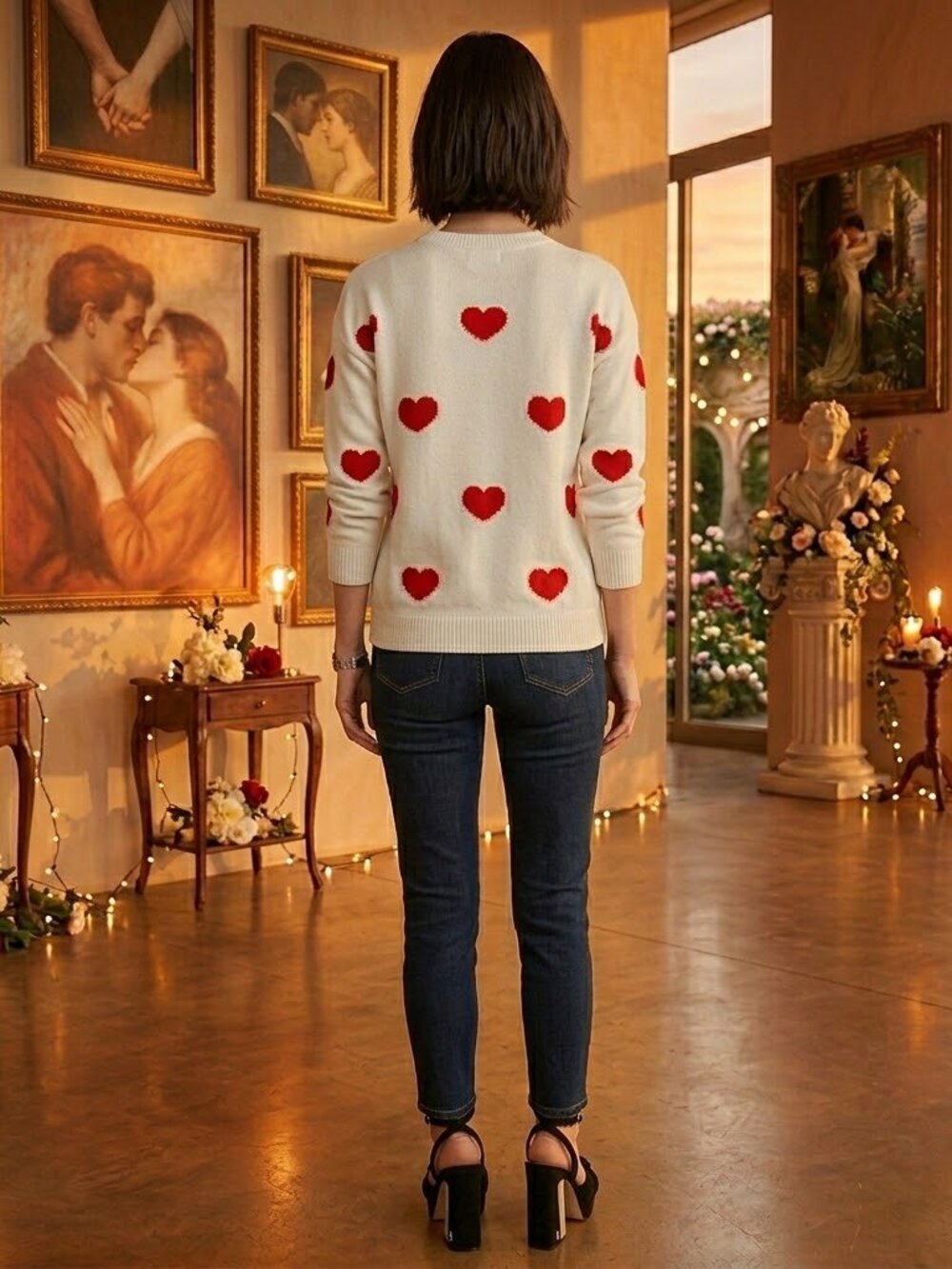 Show Me Your Mumu Sweater with hearts size L - Picture 2 of 4